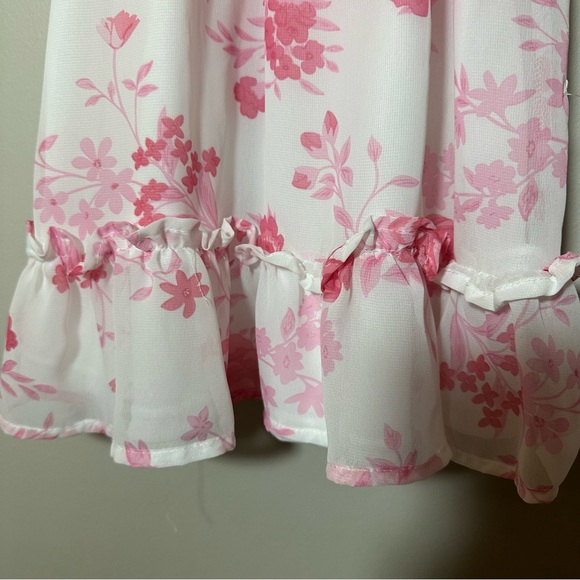 Emma & Elsa Dress Girls Size 4 White & Pink Flower Print Dress w/Ruffles - Picture 5 of 6